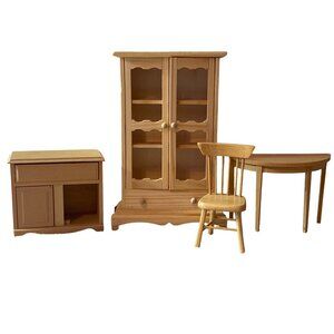 VTG Doll House Miniature Furniture Miscellaneous Unfinished Wood Hutch Dry Sink